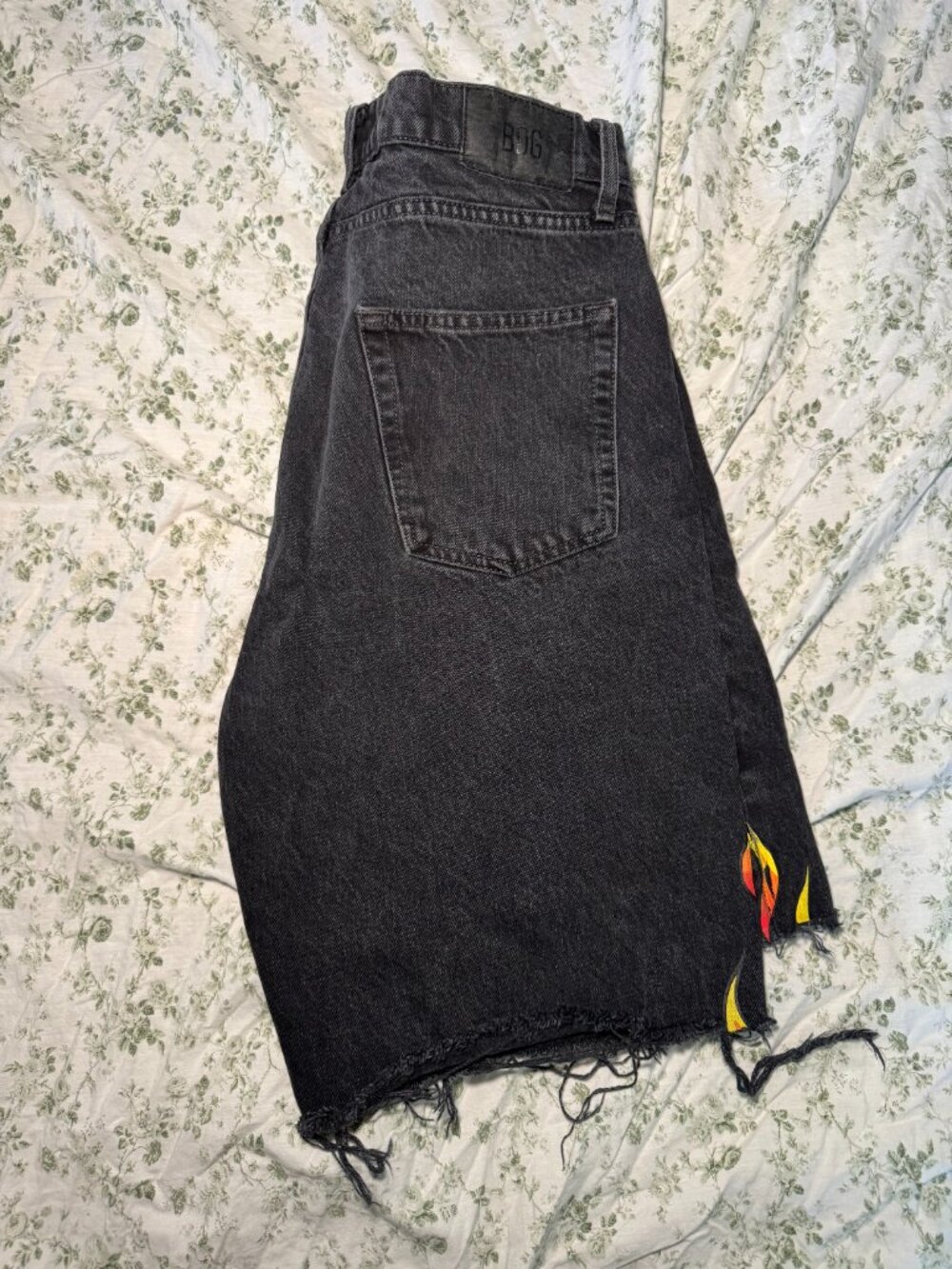 BDG Urban Outfitters Black Jack Denim Shorts with Flame Details - Picture 5 of 13